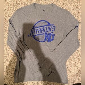 Adidas Gray Long Sleeve Jayhawks Tee